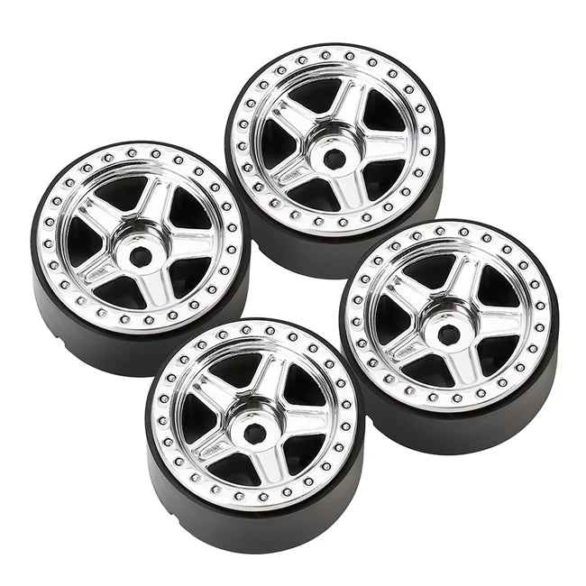 INJORA 1.0" 5-Spokes Plastic Beadlock Wheel Rims for 1/24 RC Crawlers (4) (W2407)