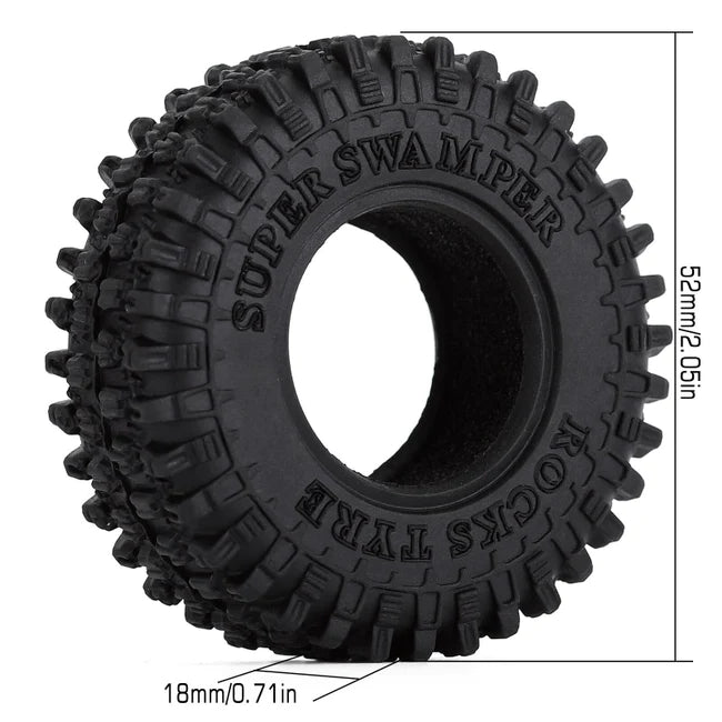 INJORA 1.0" 52*18mm Soft Rubber All Terrain Tires for 1/24 RC Crawlers 4PCE T2410