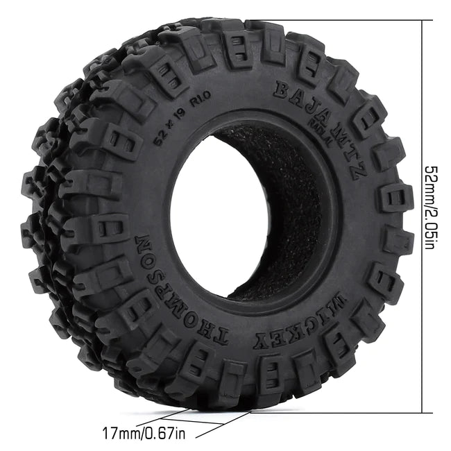 INJORA 1.0" 52*17mm All Terrain Soft Rubber Tires for 1/24 RC Crawlers 4PCE T2420
