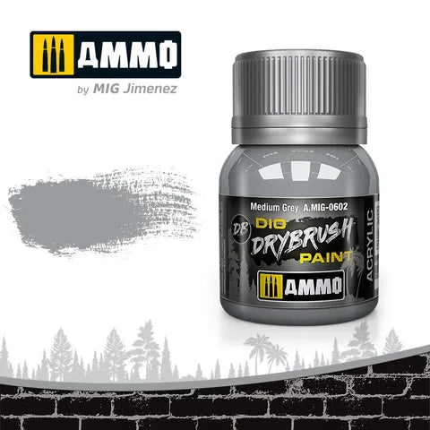 Ammo Paint, Drybrush Medium Grey 40ml