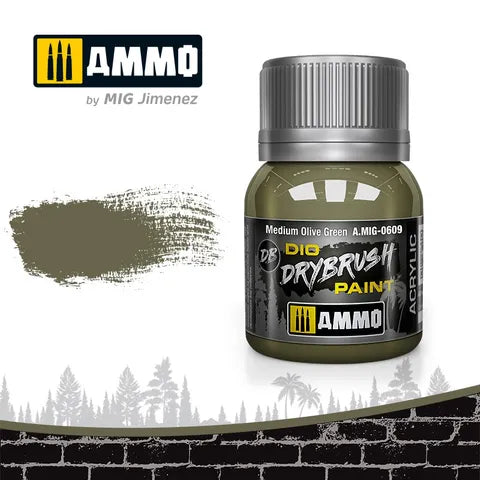 Ammo Paint, Drybrush Medium Olive Green40ml