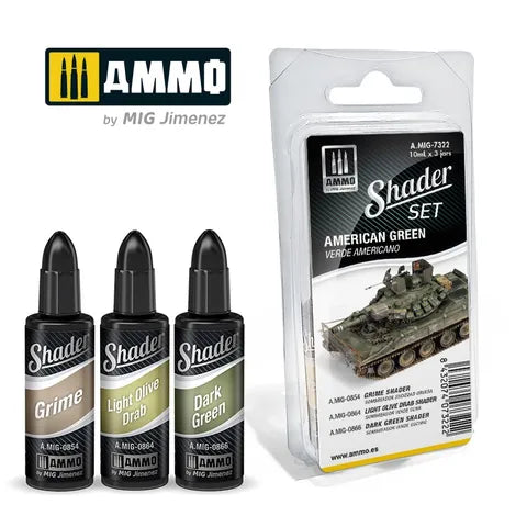 Ammo Paint, SHADER Set American Green (3) 10ml