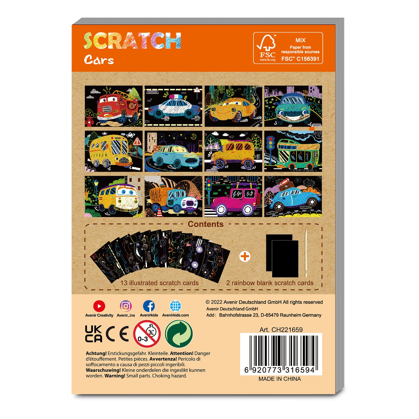 AVENIR - MINI SCRATCH BOOK - CARS