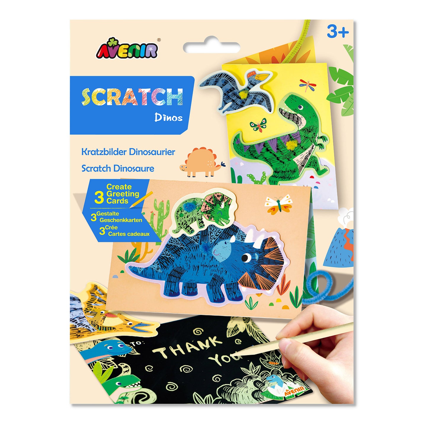 AVENIR - SCRATCH GREETING CARD - DINOS