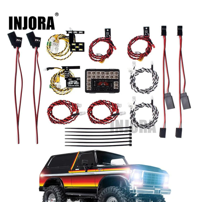 INJORA LED Light System Front & Rear Lamp Group for TRX-4 Bronco 82046-4