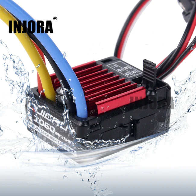 INJORA Hobbywing QUICRUN 1060 60A Waterproof Brushed ESC Speed Controller with 6V/3A BEC for 1/10 RC Car