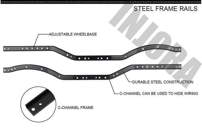 INJORA 313mm Wheelbase Assembled Frame Chassis for SCX10 II 90046