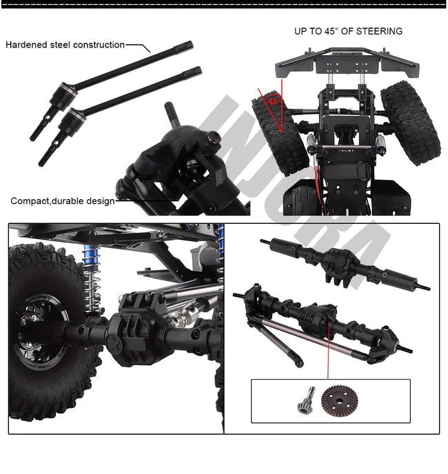 INJORA 313mm Wheelbase Assembled Frame Chassis for SCX10 II 90046