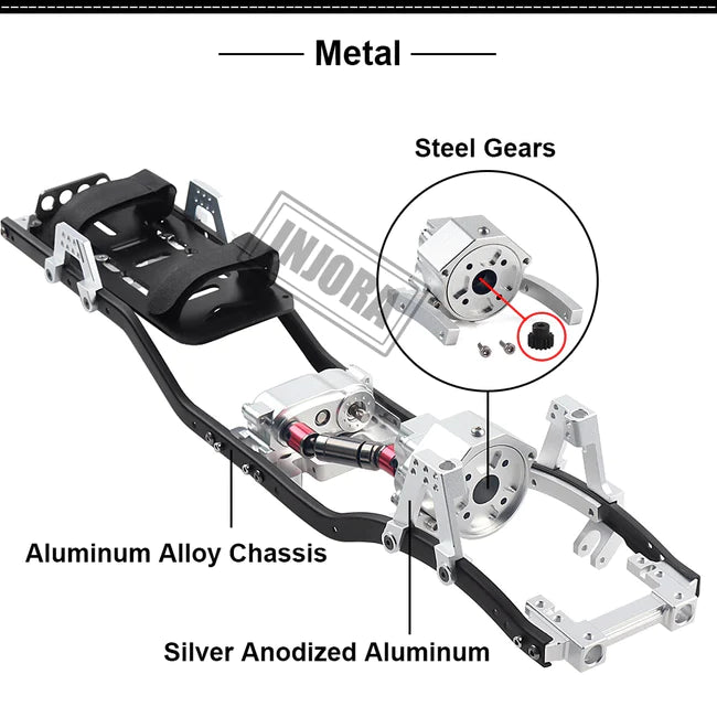 INJORA 313mm Wheelbase UPGRADE kit components for SCX10 & SCX10 II 90046