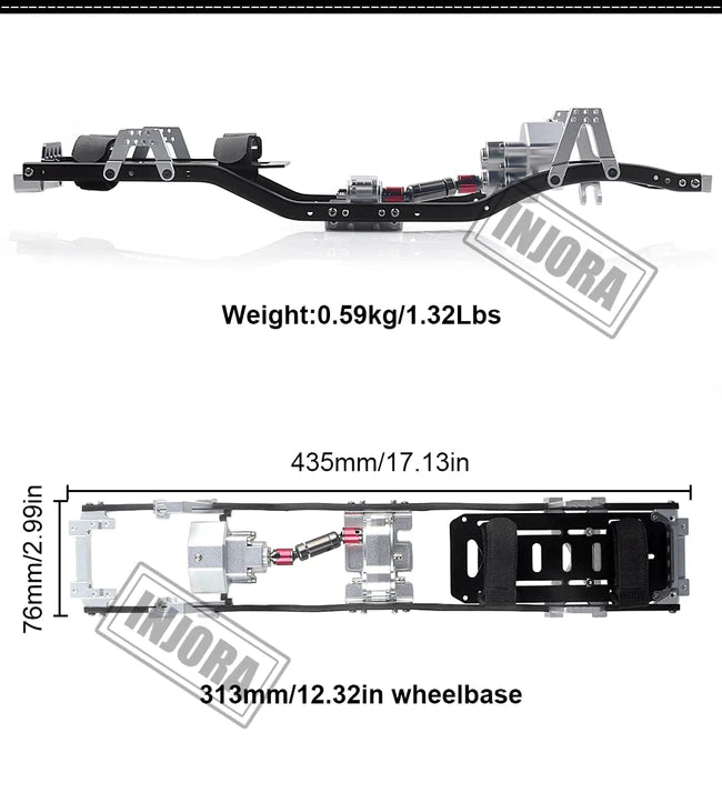 INJORA 313mm Wheelbase UPGRADE kit components for SCX10 & SCX10 II 90046