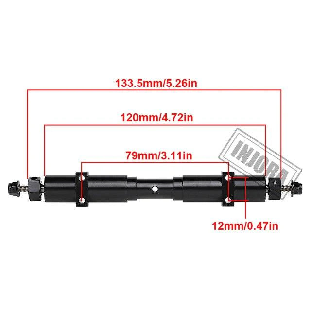 INJORA Metal RC Car Unpowered Rear Axle 133.5mm/155mm/182mm for Tamiya Tractor