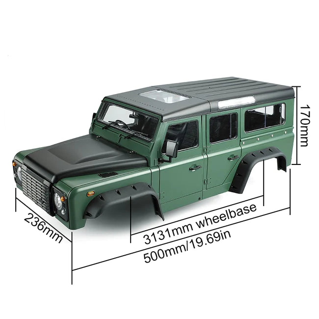 INJORA 313mm 12.3" Wheelbase D110 Defender Hard Body for TRX4 Axial SCX10 90046