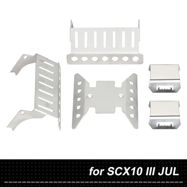 INJORA 5PCS Stainless Steel Axle Protector Chassis Armor Skid Plate for SCX10 III