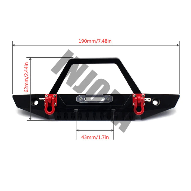 INJORA Metal Front Bumper with Lights for 1/10 RC Crawler SCX10 SCX10 II