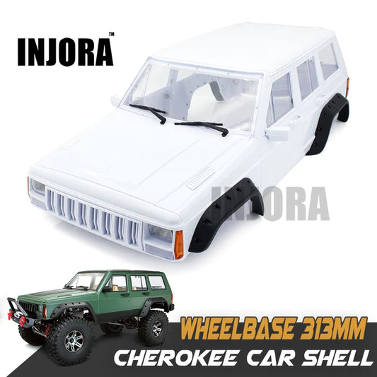 INJORA 313mm 12.3" Wheelbase Jeep Cherokee Unpainted Body Shell for Axial SCX10 & SCX10 II 90046 90047