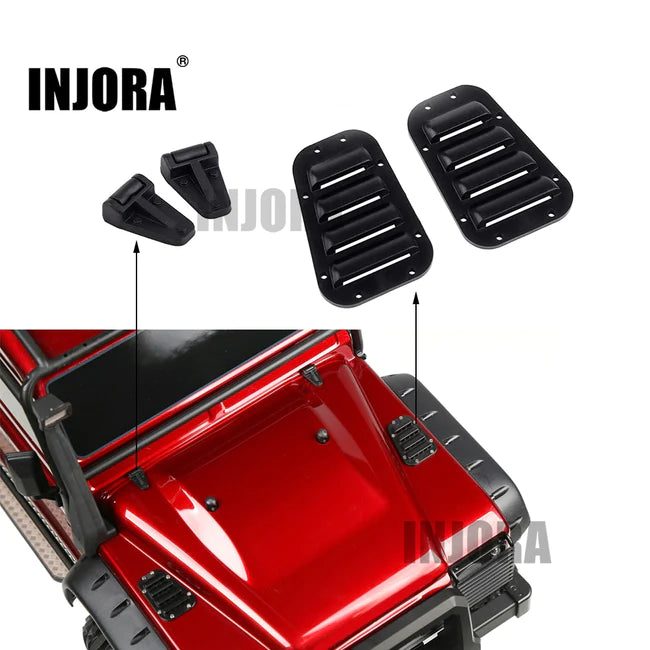 INJORA 1Set Black Plastic Intake Grille Cover & Engine Cover Hinge for Traxxas TRX-4