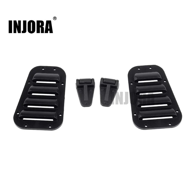 INJORA 1Set Black Plastic Intake Grille Cover & Engine Cover Hinge for Traxxas TRX-4