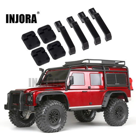 INJORA 1Set Black Plastic Car Door Hinges & Door Handles for Traxxas TRX-4