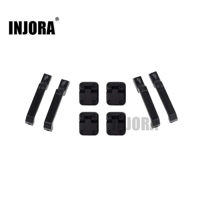 INJORA 1Set Black Plastic Car Door Hinges & Door Handles for Traxxas TRX-4