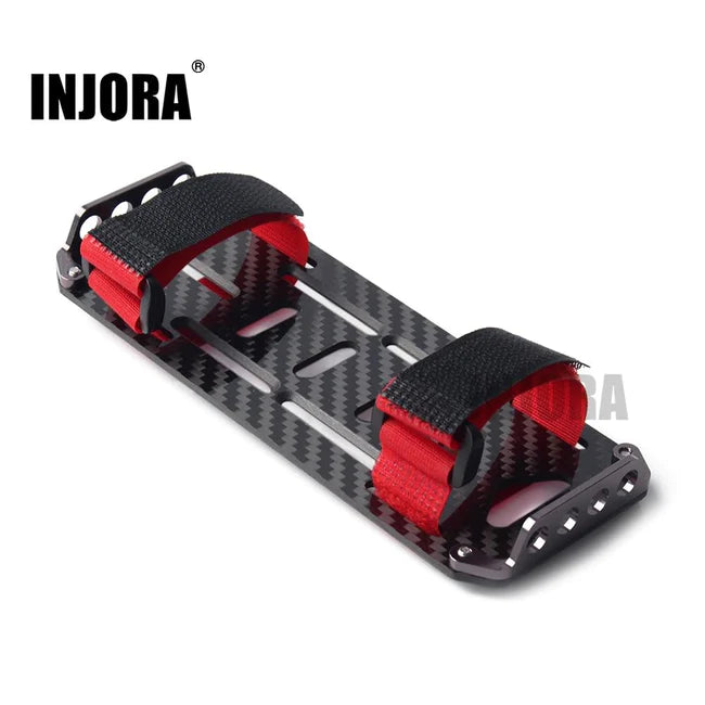 INJORA RC Car Carbon Fiber Battery Mounting Plate with Tie for 1/10 RC Crawler