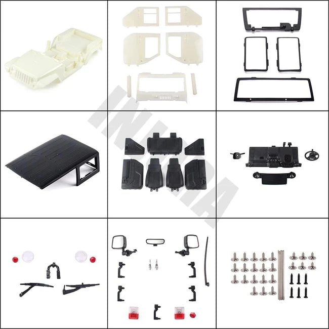 INJORA 313mm 12.3" Wheelbase Jeep Wrangler Unassembled Body Shell for Axial SCX10 & SCX10 II 90046 90047