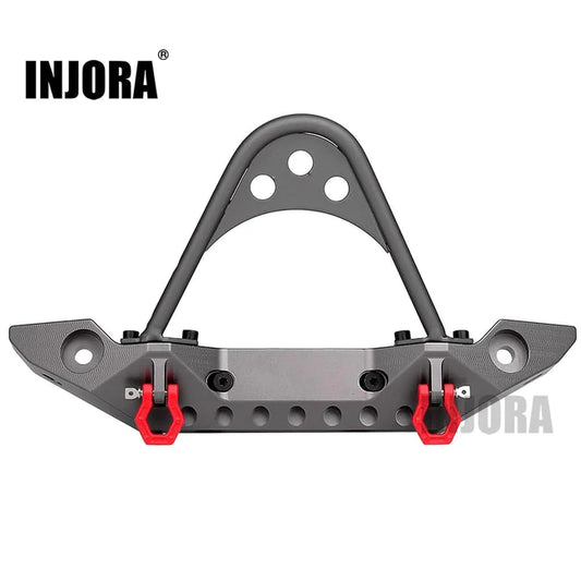 INJORA Grey Metal Front Bumper with Lights for 1/10 RC Crawler TRX4 SCX10 etc