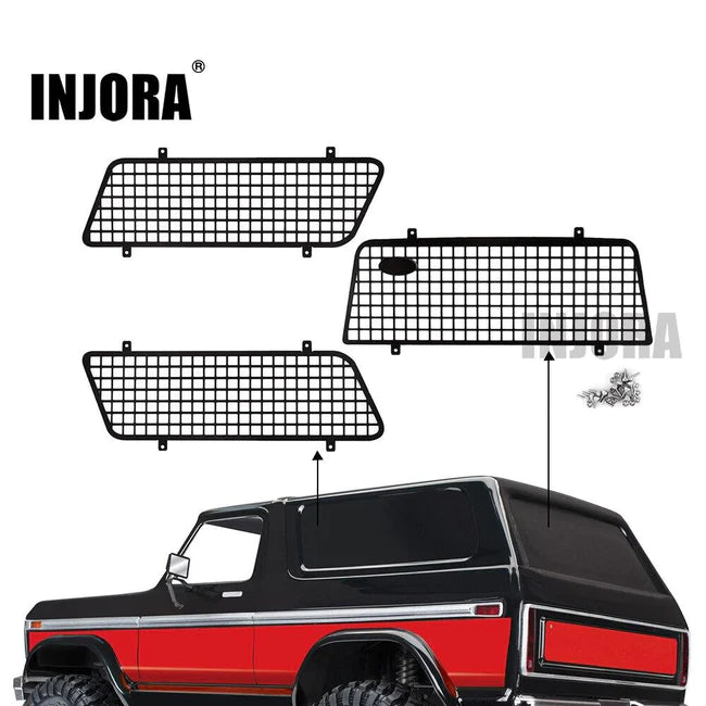 INJORA 3PCS Metal Window Mesh Protective Net with Logo for TRX-4 Bronco 82046-4