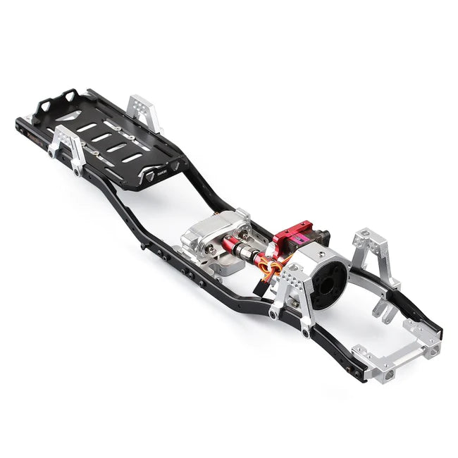 INJORA 313mm Wheelbase Metal Chassis Frame with Prefixal Shiftable Gearbox for SCX10 II 90046