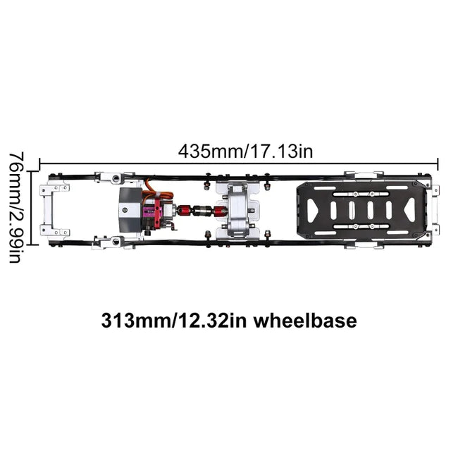 INJORA 313mm Wheelbase Metal Chassis Frame with Prefixal Shiftable Gearbox for SCX10 II 90046