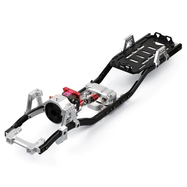 INJORA 313mm Wheelbase Metal Chassis Frame with Prefixal Shiftable Gearbox for SCX10 II 90046