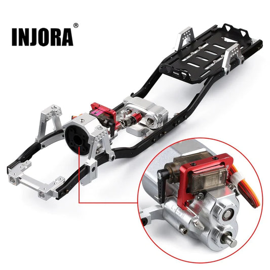 INJORA 313mm Wheelbase Metal Chassis Frame with Prefixal Shiftable Gearbox for SCX10 II 90046