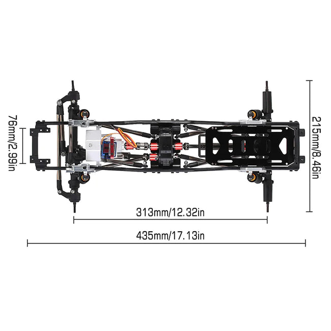 INJORA 313mm Wheelbase Chassis with Prefixal 2-Speed Transmission for SCX10 II 90046