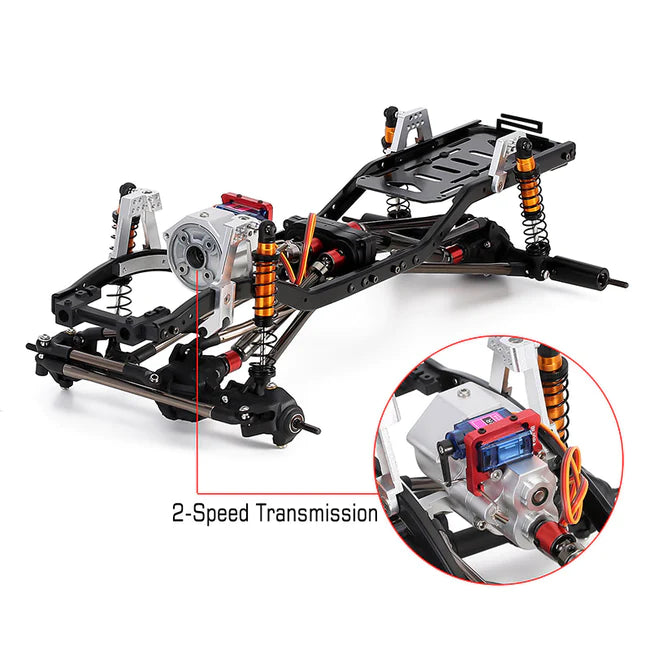 INJORA 313mm Wheelbase Chassis with Prefixal 2-Speed Transmission for SCX10 II 90046