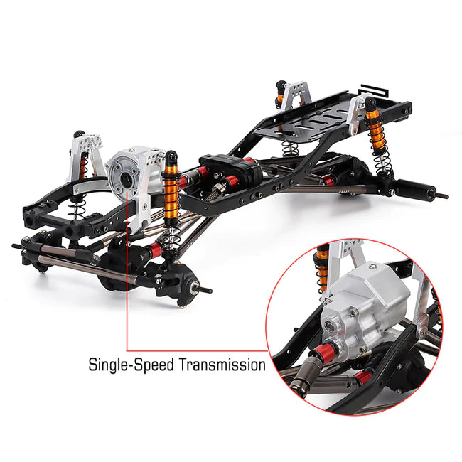 INJORA 313mm Wheelbase Chassis with Prefixal 2-Speed Transmission for SCX10 II 90046