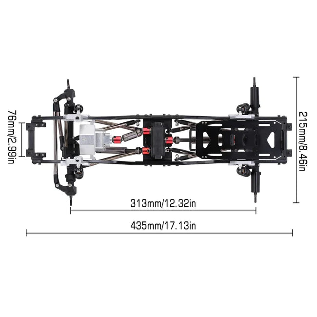 INJORA 313mm Wheelbase Chassis with Prefixal 2-Speed Transmission for SCX10 II 90046