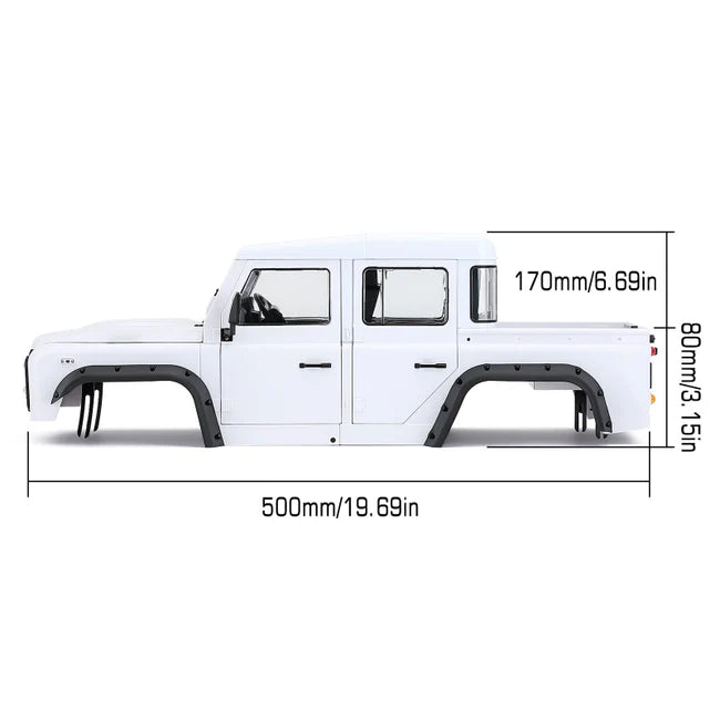 INJORA 313mm 12.3" Wheelbase D130 Defender Pickup Body for TRX4 TRX-4 Axial SCX10 90046