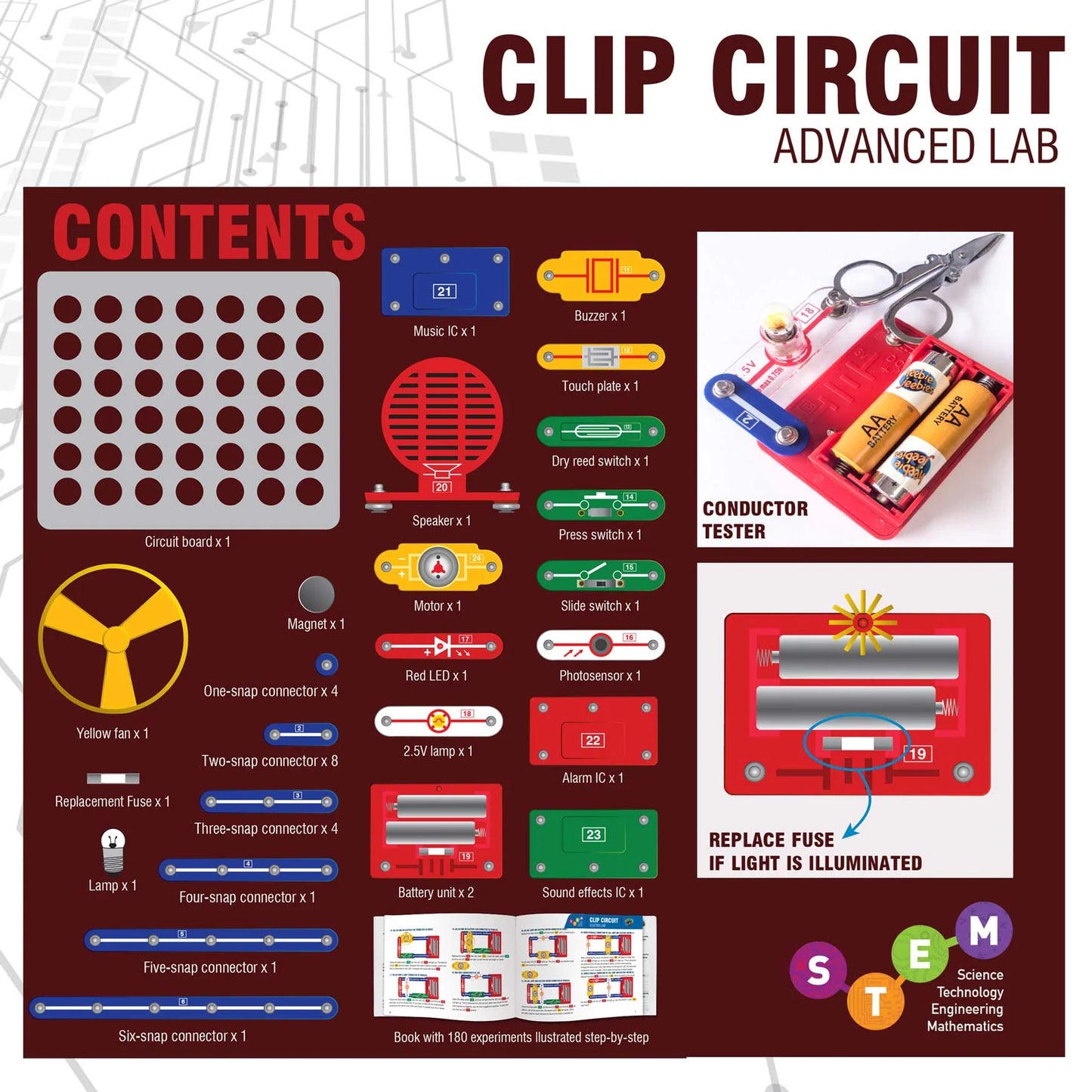 Clip Circuit Advanced Lab 180 STEM Electronic Experiments Kit
