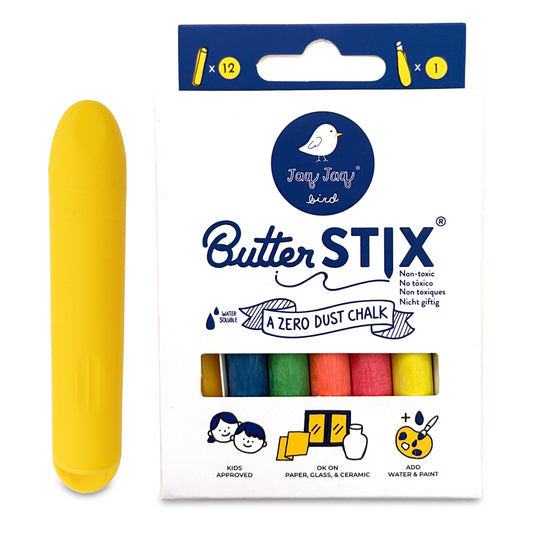 JAQ JAQ BIRD - BUTTERSTIX 12PK ASSORTED COLORS + HOLDER