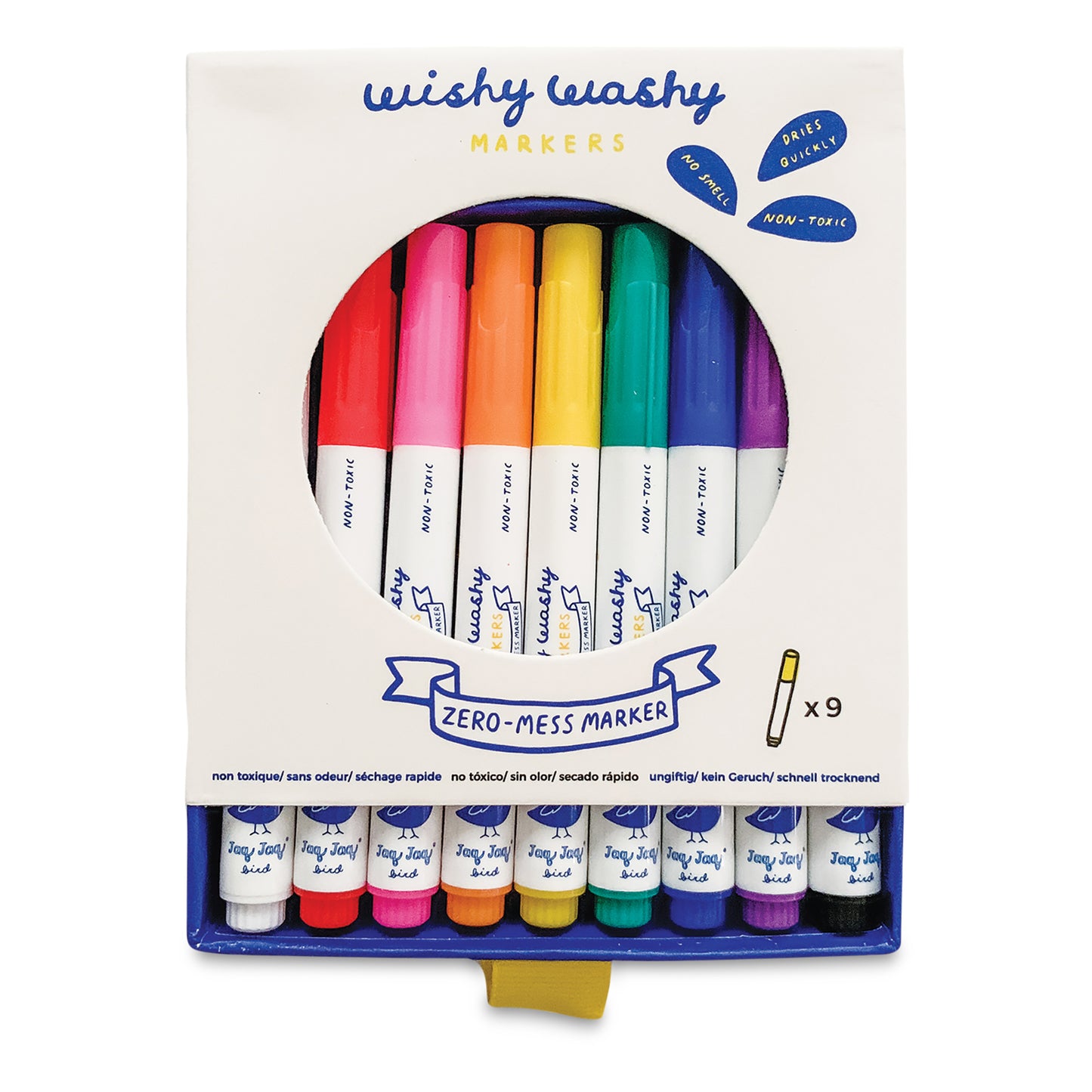 JAQ JAQ BIRD - WISHY WASHY MARKERS 9PK