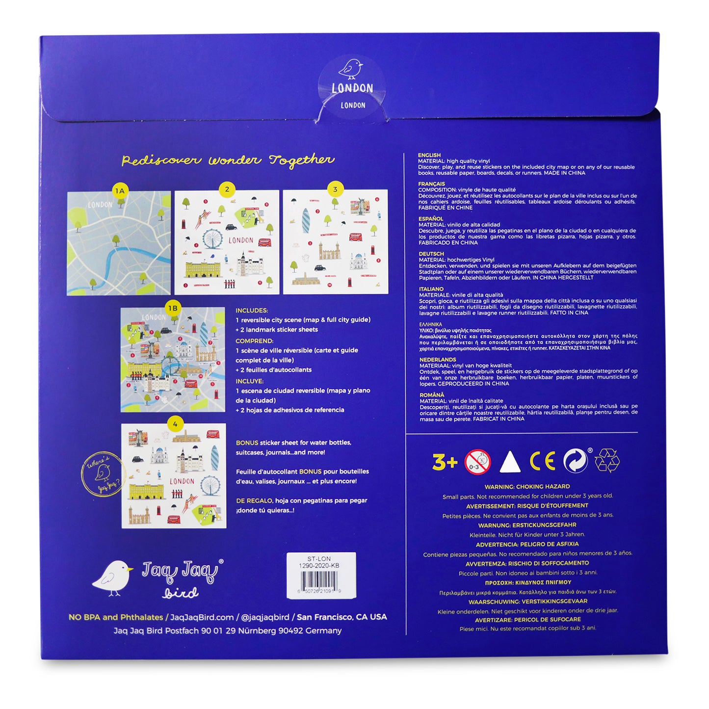 JAQ JAQ BIRD - CITIES OF WONDER STICK IT & GO ACTIVITY SET - LONDON