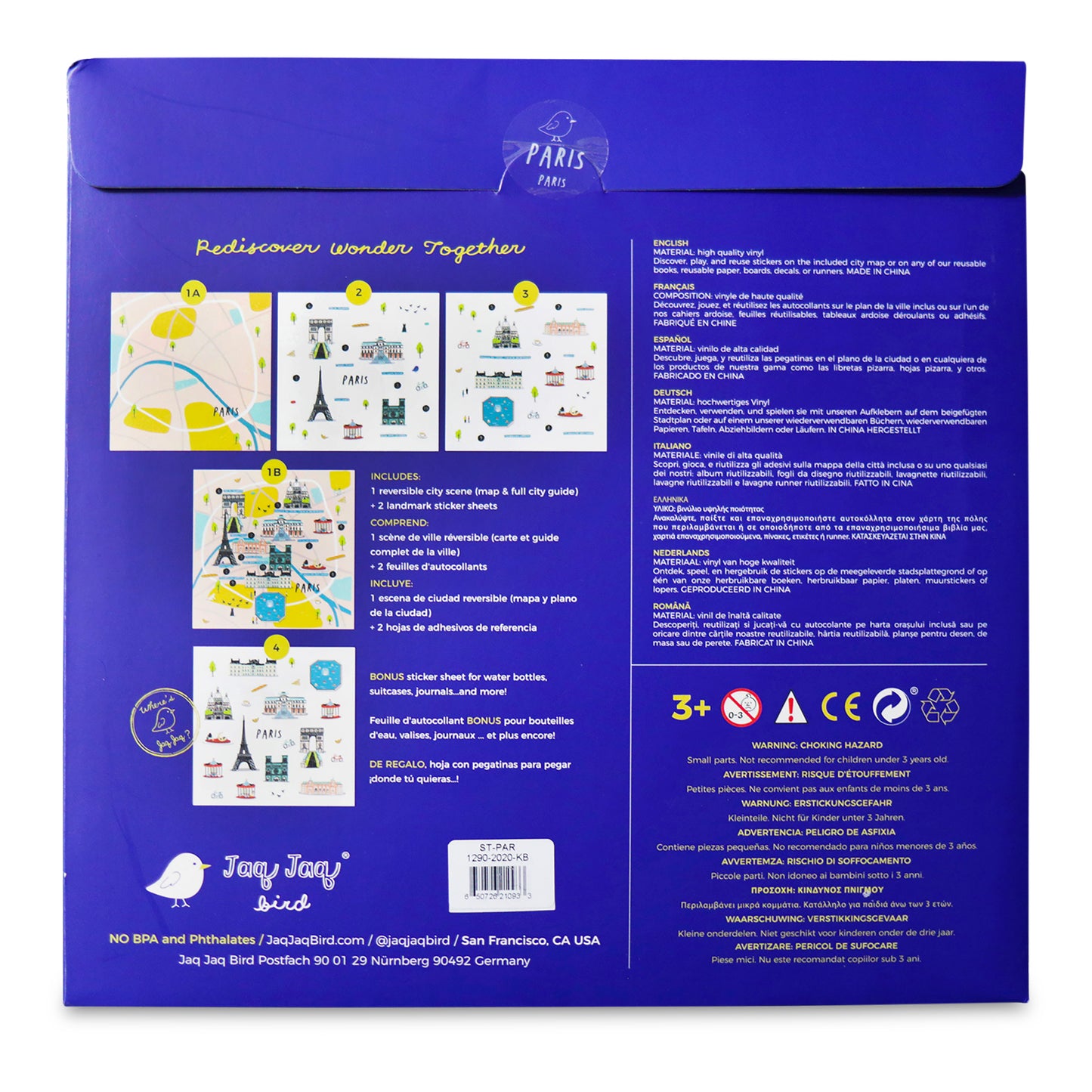 JAQ JAQ BIRD - CITIES OF WONDER STICK IT & GO ACTIVITY SET - PARIS