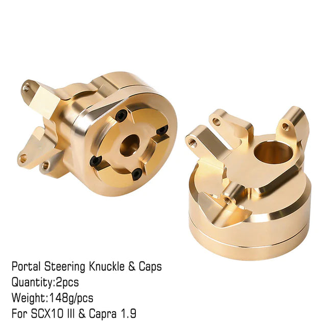 INJORA Heavy Duty Brass Portal Steering Knuckle A for Axial SCX10 III Capra 1.9