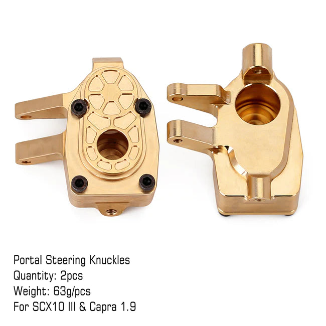 INJORA Heavy Duty Brass Portal Steering Knuckle A for Axial SCX10 III Capra 1.9