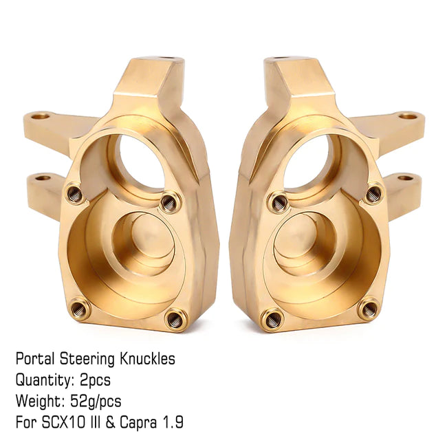 INJORA Heavy Duty Brass Portal Steering Knuckle A for Axial SCX10 III Capra 1.9