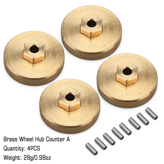 INJORA 4PCS 7g/pcs Brass Wheel Weights with Wheel Hex Hubs for Axial SCX24