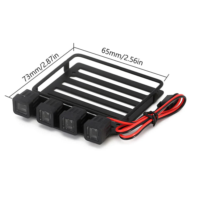 INJORA Luggage Carrier Roof Rack With Round/Square Spotlights For Axial SCX24 Jeep Gladiator