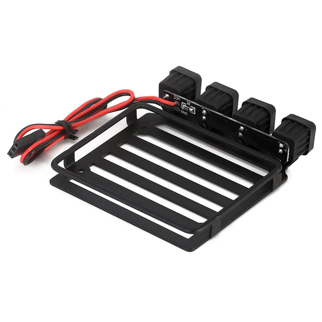 INJORA Luggage Carrier Roof Rack With Round/Square Spotlights For Axial SCX24 Jeep Gladiator