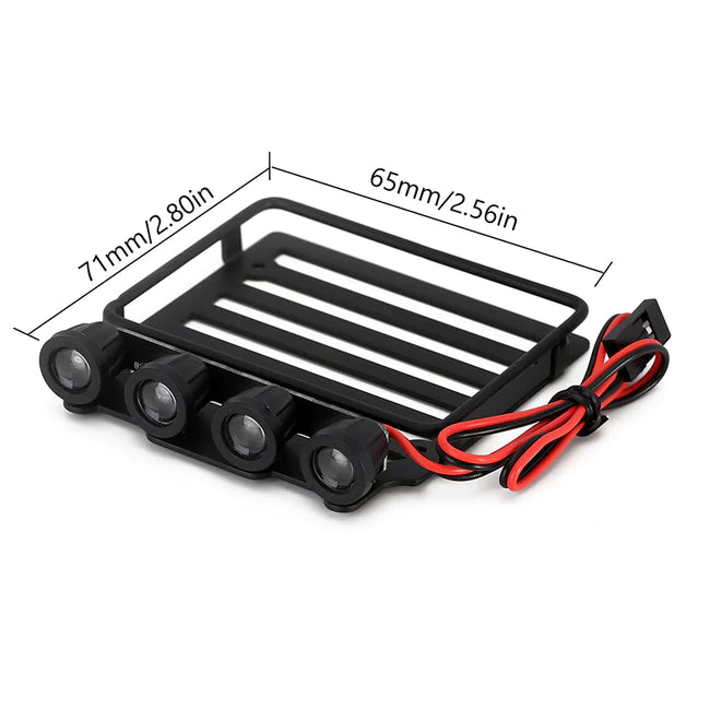 INJORA Luggage Carrier Roof Rack With Round/Square Spotlights For Axial SCX24 Jeep Gladiator