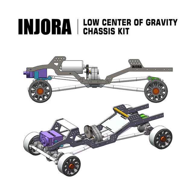 INJORA LCG Carbon Fiber Chassis Kit 6º Angled Frame for SCX24 C10 JLU Deadbolt B17 Bronco Chassis kit