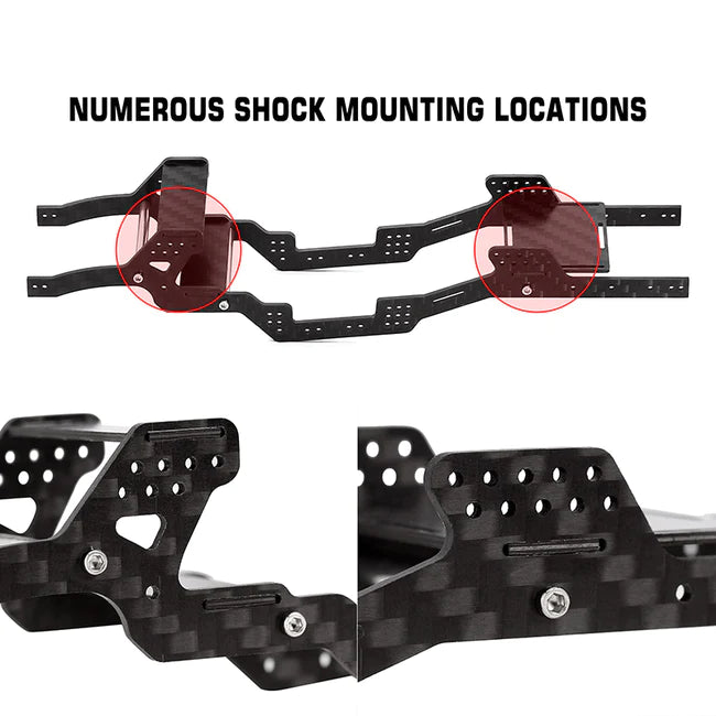 INJORA LCG Carbon Fiber Chassis Kit 6º Angled Frame for SCX24 C10 JLU Deadbolt B17 Bronco Chassis kit